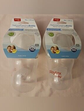 Playtex Baby Natural Feeding Bottle 9oz Medium Flow Anti Colic (2 Pack) White